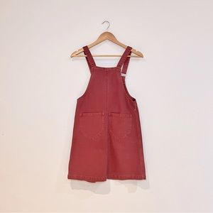 Frank and Oak red overall dress size XS with two front pockets.